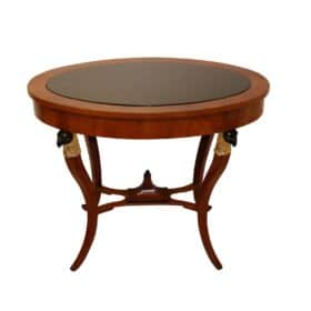 Elegant Biedermeier Center Table, Cherry Veneer, Ebonized, Gold-Leaf, Austria circa 1820