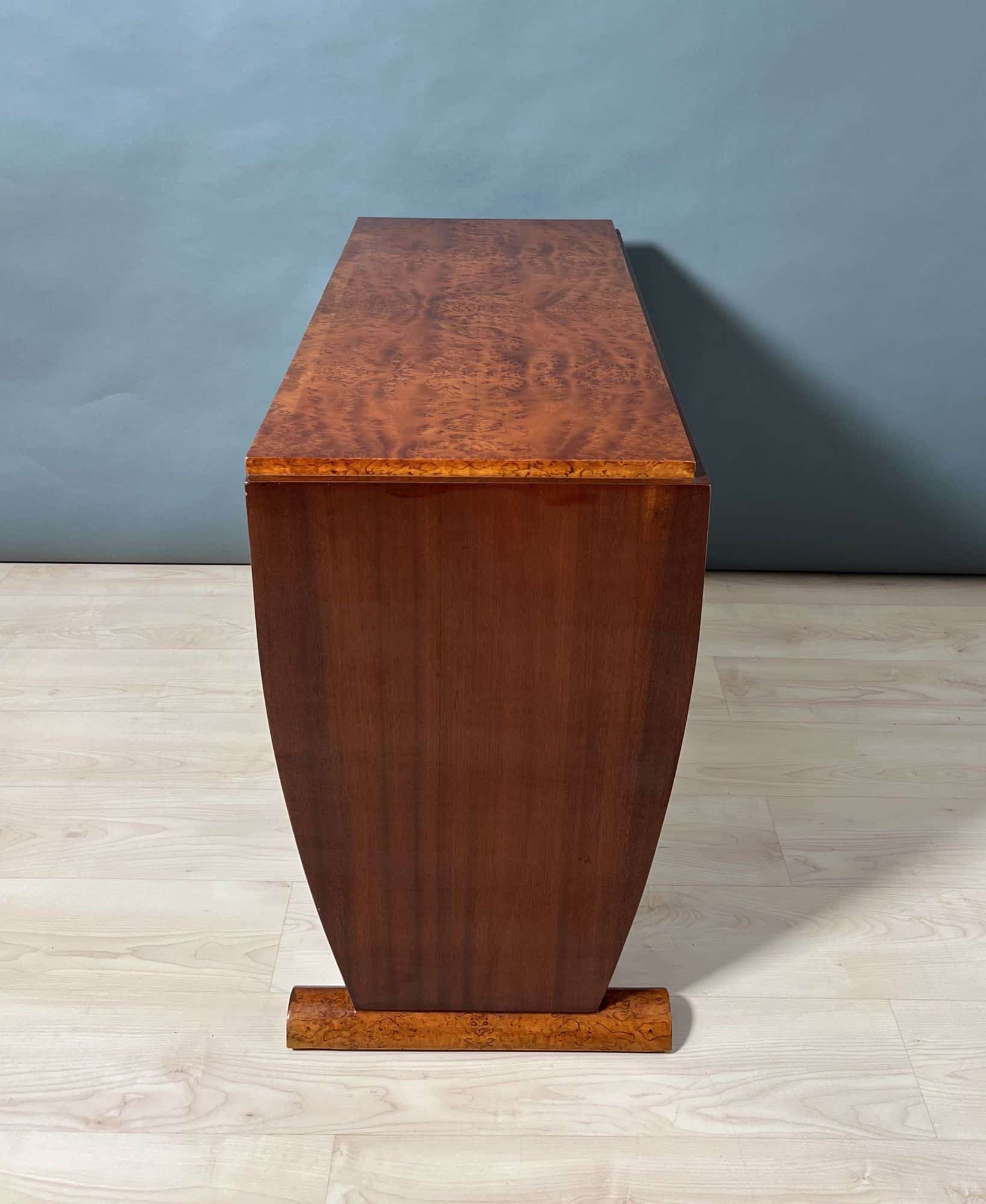 Art Deco Console Table, Thuja Roots, Birch, Silver-Plate, France circa 1925 - Image 4