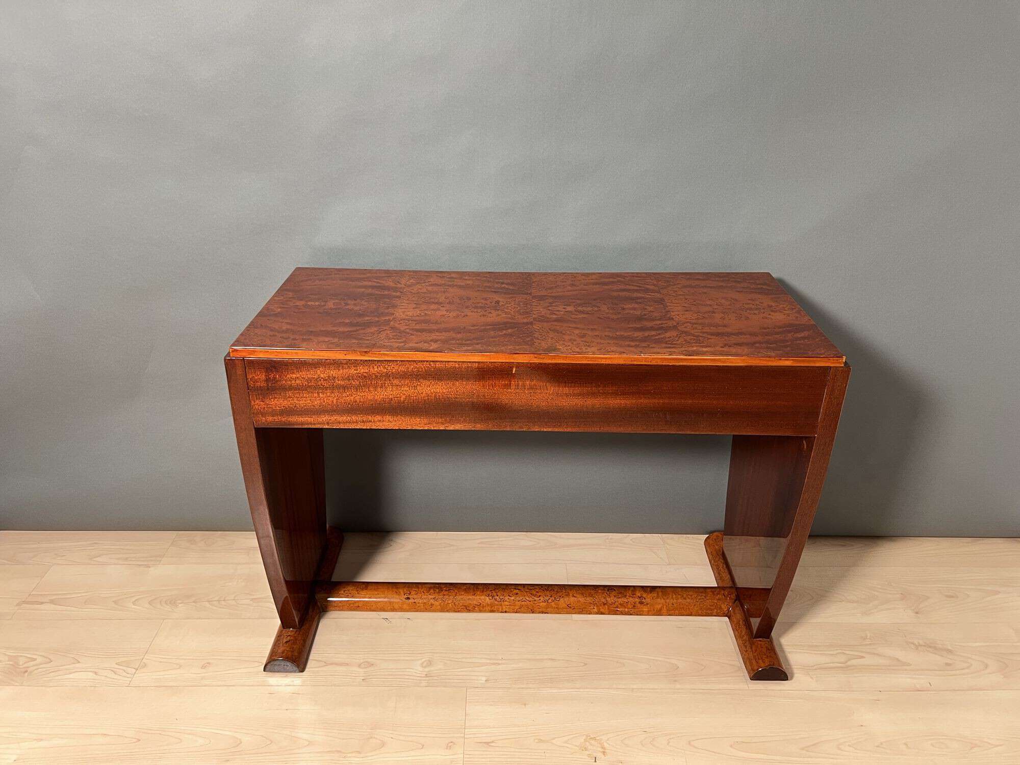 Art Deco Console Table, Thuja Roots, Birch, Silver-Plate, France circa 1925 - Image 5