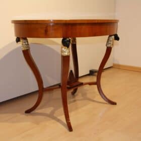 Elegant Biedermeier Center Table, Cherry Veneer, Ebonized, Gold-Leaf, Austria circa 1820