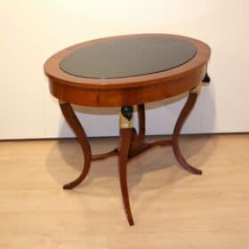 Elegant Biedermeier Center Table, Cherry Veneer, Ebonized, Gold-Leaf, Austria circa 1820