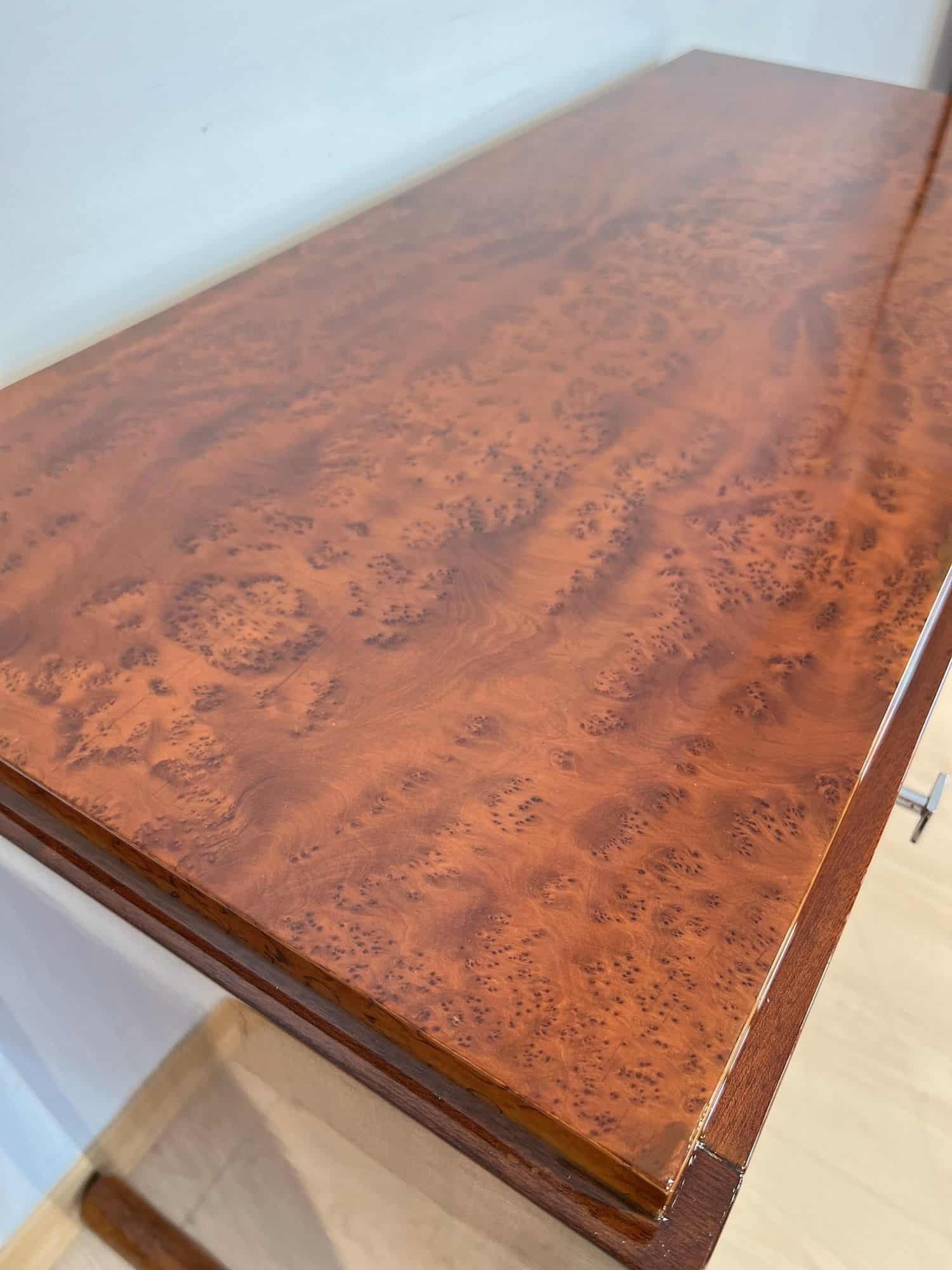 Art Deco Console Table, Thuja Roots, Birch, Silver-Plate, France circa 1925 - Image 9