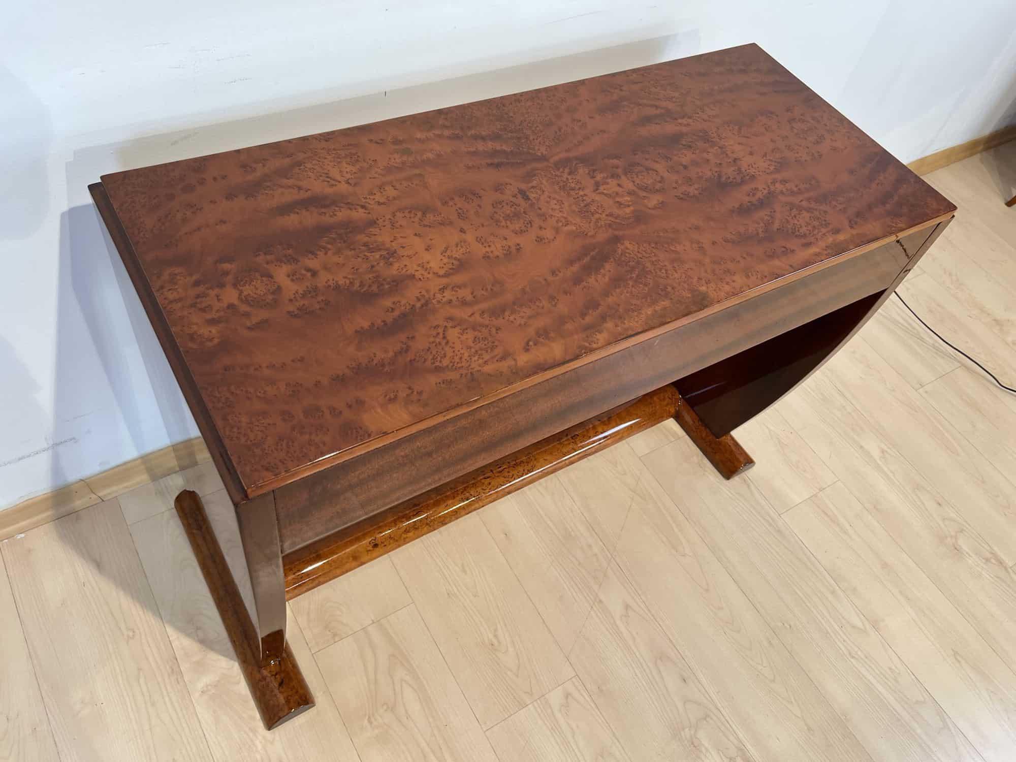 Art Deco Console Table, Thuja Roots, Birch, Silver-Plate, France circa 1925 - Image 10