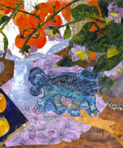 Alternative view of Paper Collage by Mara Wagner, "Blue Lion and Tomatoes"