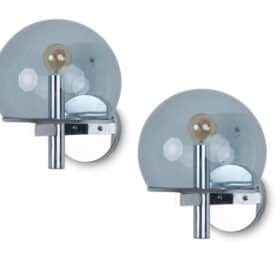 Gaetano Sciolari Pair of Boule-Shaped Wall Lights, 1970s