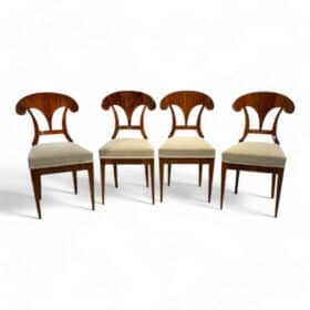 Set of Four Biedermeier Shovel Chairs, Walnut, Ink, Austria circa 1830