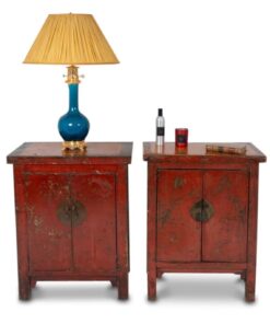 Chinese Red Lacquer Sideboards - Set of Two - Styylish
