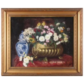 Still Life Painting by F. Fleury, French Painter 19th century