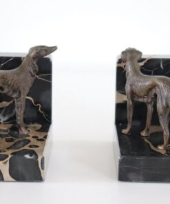 Italian Art Deco Bookends with Bronze - Back of Dogs - Styylish