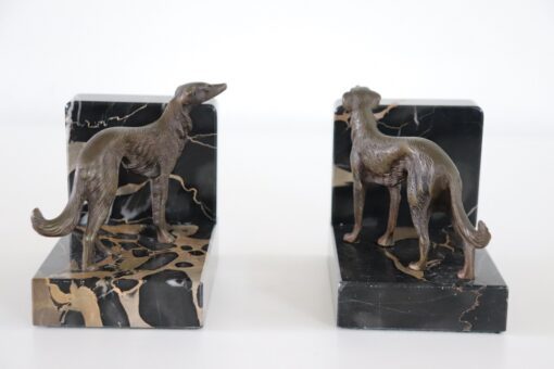 Italian Art Deco Bookends with Bronze - Back of Dogs - Styylish