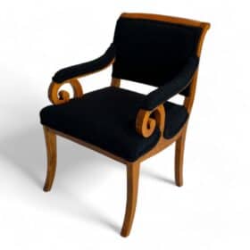 Biedermeier Armchair Solid Beech, Black Boucle, Southern Germany circa 1830