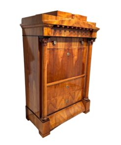 Biedermeier Secretaire, Cherry Veneer, Inlays, Brass, South Germany circa 1830