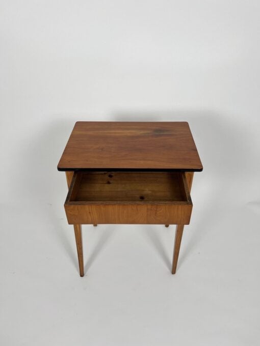 Biedermeier Side Table Cherry Wood - Drawer Open Birds Eye - Styylish