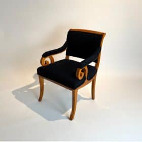 Biedermeier Armchair Solid Beech, Black Boucle, Southern Germany circa 1830