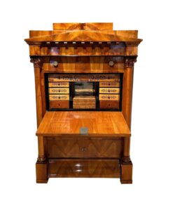 Alternative view of Biedermeier Secretaire, Cherry Veneer, Inlays, Brass, South Germany circa 1830