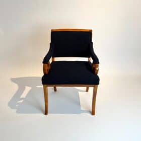 Biedermeier Armchair Solid Beech, Black Boucle, Southern Germany circa 1830