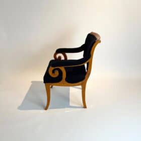 Biedermeier Armchair Solid Beech, Black Boucle, Southern Germany circa 1830