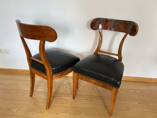 Pair of Authentic Biedermeier Shovel Chairs - Angle and Back View - Styylish