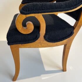 Biedermeier Armchair Solid Beech, Black Boucle, Southern Germany circa 1830