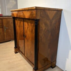 Large Biedermeier Half-Cabinet, Walnut and Ebonized, South Germany circa 1820