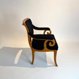 Biedermeier Armchair Solid Beech, Black Boucle, Southern Germany circa 1830