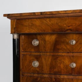 Empire Chest of Drawers in Walnut Veneer, France, 19th Century