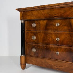 Empire Chest of Drawers in Walnut Veneer, France, 19th Century