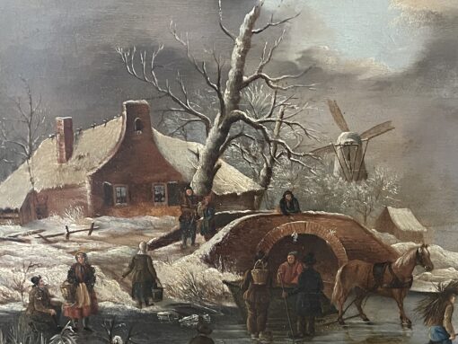 Dutch Winter Painting - House and Windmill - Styylish