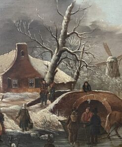 Dutch Winter Painting - House and Windmill - Styylish