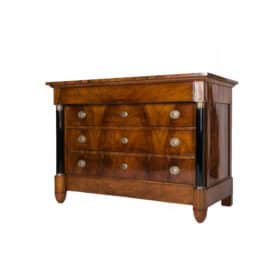 Empire Chest of Drawers in Walnut Veneer, France, 19th Century