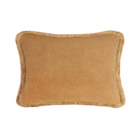 Couple Velvet Bed Cushions With Fringes Camel