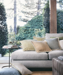 Alternative view of Happy Pillow 40 Beige Velvet with Ivory Fringes