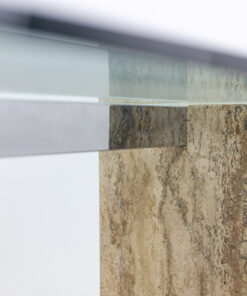 Glass and Travertine Desk - Underneath - Styylish