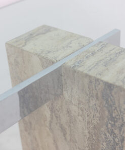 Glass and Travertine Desk - Connection Detail - Styylish