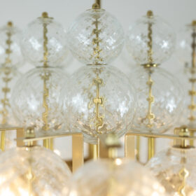 Chandelier in Blown Glass and Gilded Brass, 1970s