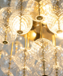 Chandelier Blown Glass Gilded Brass - Light Bulb Detail - Styylish
