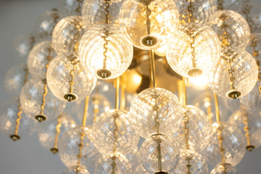 Chandelier Blown Glass Gilded Brass - Light Bulb Detail - Styylish