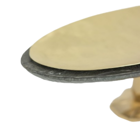 “Pitoin” Bowl in Hammered Brass Slate, Contemporary Work