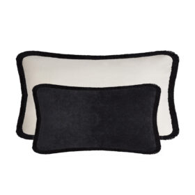 Couple Velvet Bed Cushions With Fringes Black