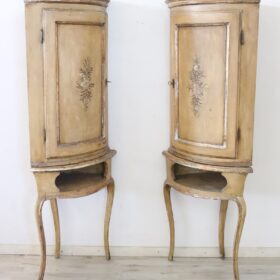 Antique Corner Cabinets in Poplar Wood, Louis XV Italy Mid 18th Century