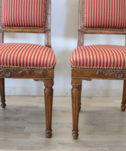 Antique Set of 4 Chairs - Striped Cushion and Base - Styylish