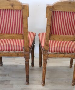 Antique Set of 4 Chairs - Back of Striped Cushion - Styylish