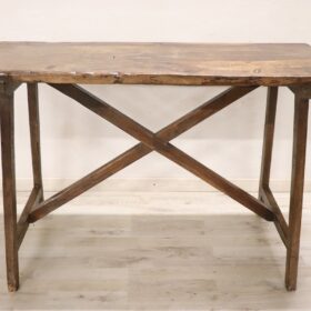 Antique Rustic Table in Solid Oak and Walnut, Italy 16th Century