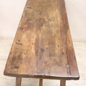 Antique Rustic Table in Solid Oak and Walnut, Italy 16th Century