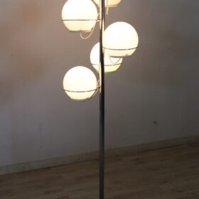 Chromed metal and Glass Floor Lamp by Gino Sarfatti, Italy 1960s