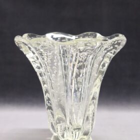 Italian Murano Art Glass Transparent Vase by Barovier, Bullicante Model, 1950s