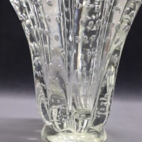 Italian Murano Art Glass Transparent Vase by Barovier, Bullicante Model, 1950s