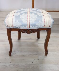 Louis XVI Dressing Table with Stool - Fabric and Wood Detail - Styylish