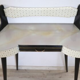 Italian Mid Century Console Table in Wood and Glass Top