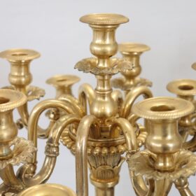 19th Century Italian Gilt Bronze Pair of Antique Candelabras with Eleven Lights